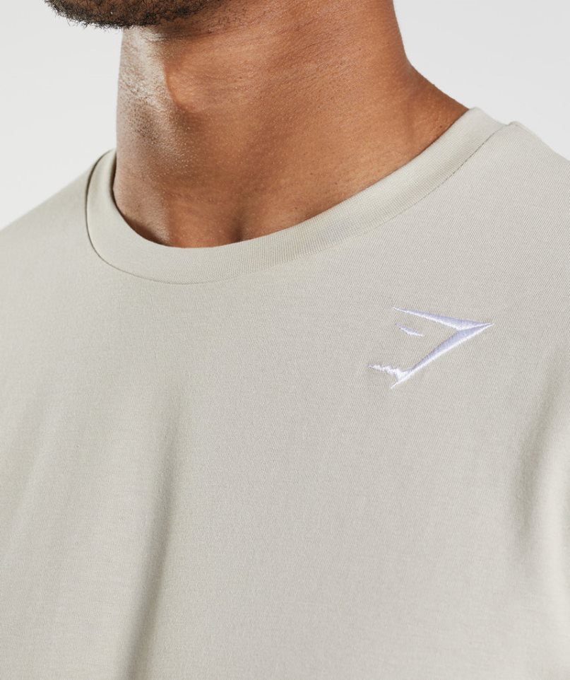 Koszulki Gymshark Crest Męskie Kremowe | PL 690WOX